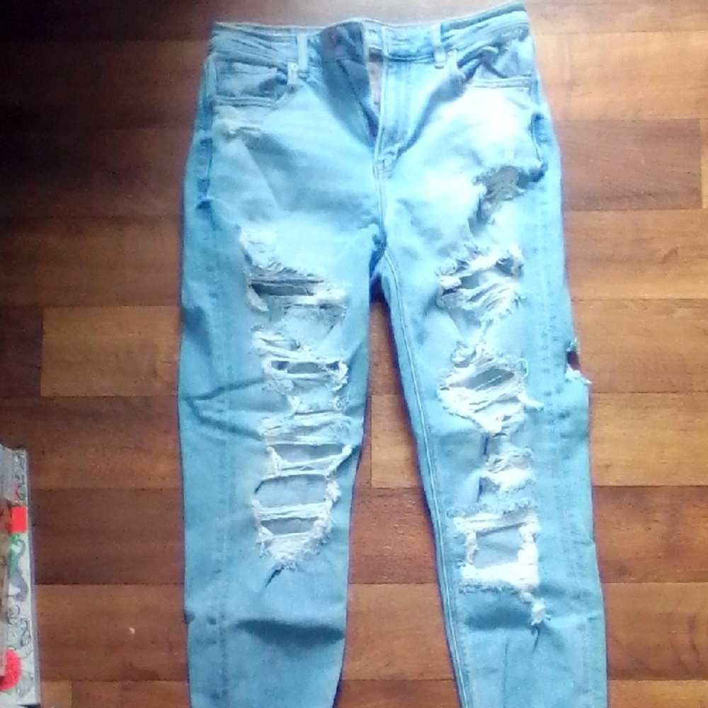 American Eagle Outfitters Light Blue Ripped Skinny Jeans